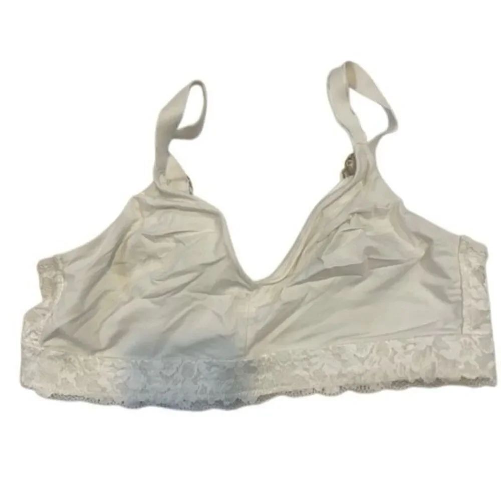 Soma embraceable wireless unlined lace trim Large white bra